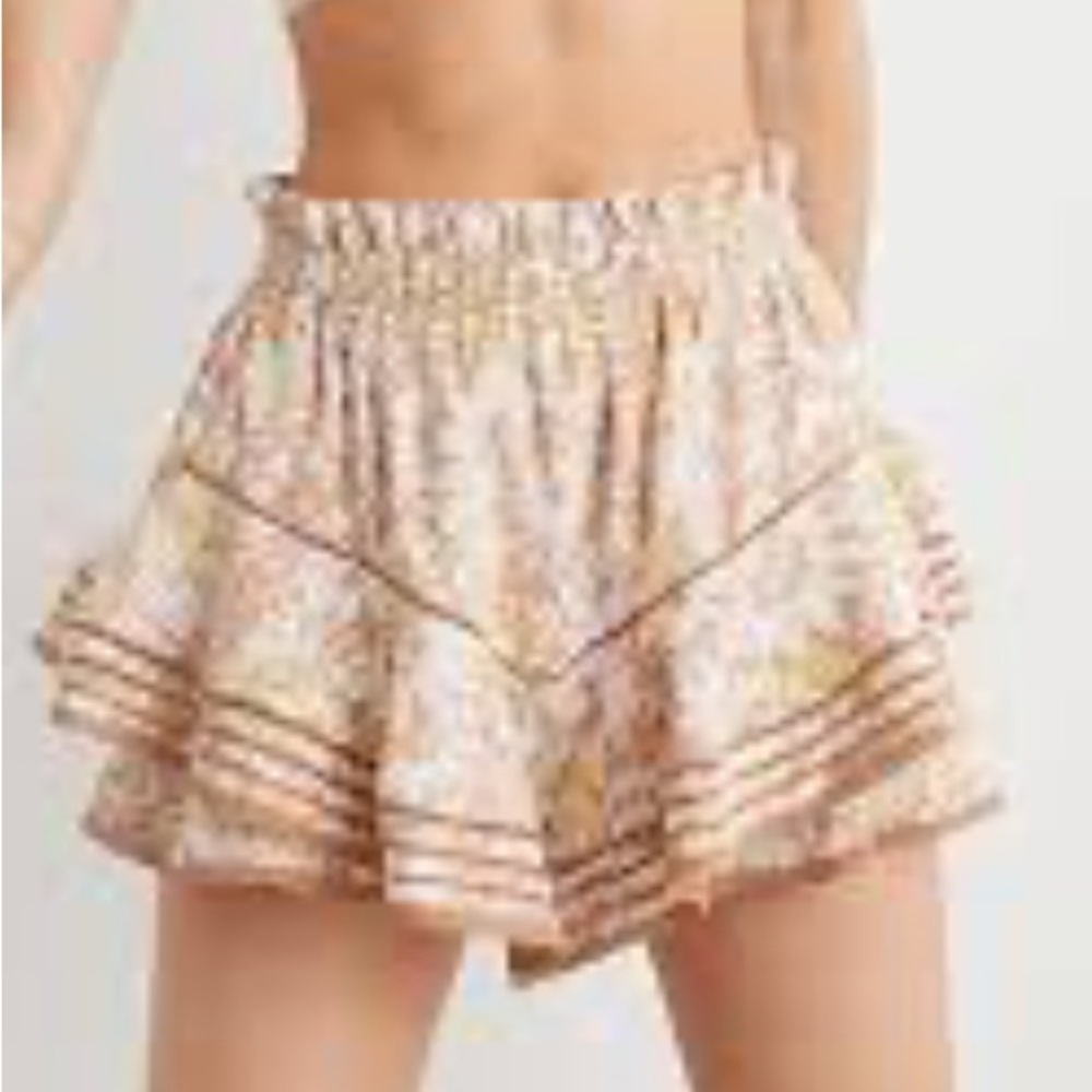 Aerie High‎ Waist Floral Brown and Green Skort